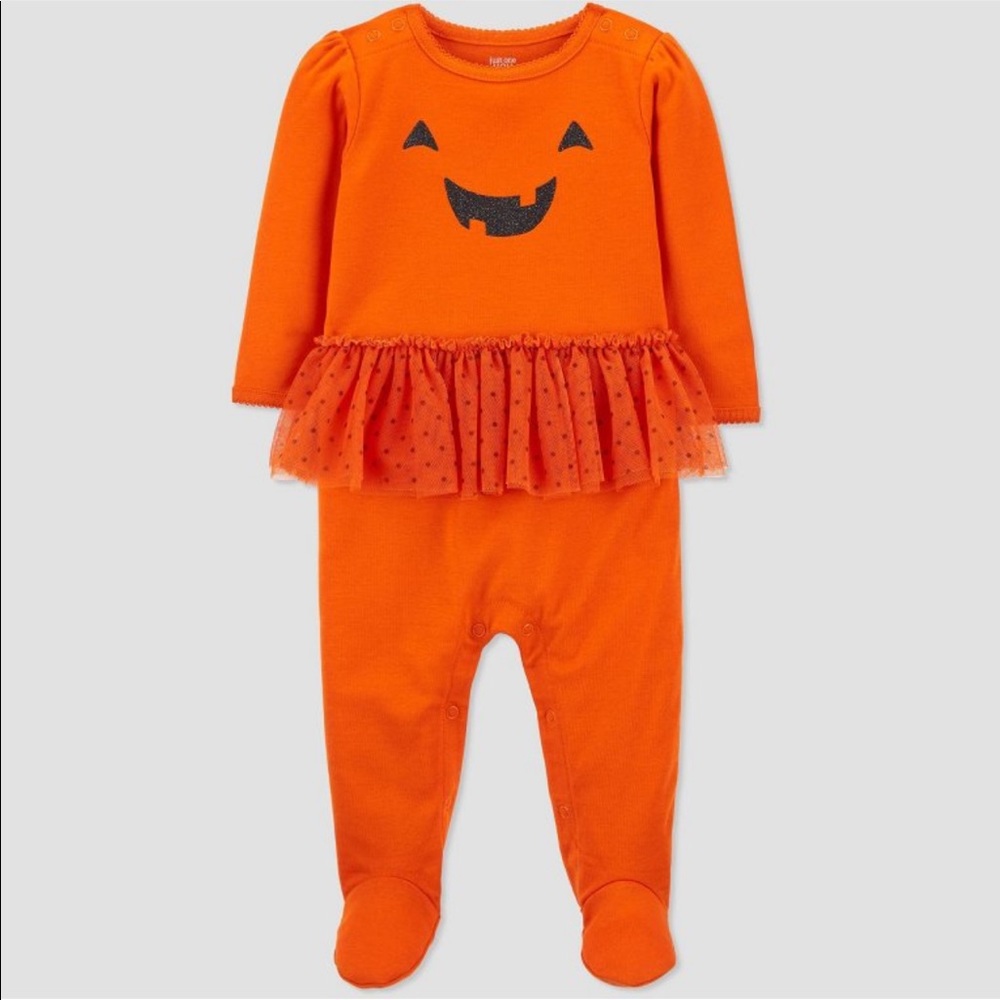 Halloween Pumpkin Tutu sleep & play NWT 9m